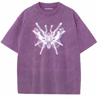 Soulisfree  Spiders And Butterflies Washed Tee