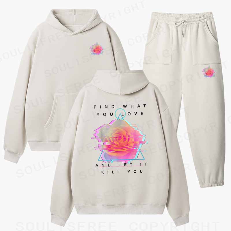 Soulisfree Glitch Bloom & Obsessed Love Cotton Fleece Hoodie Set
