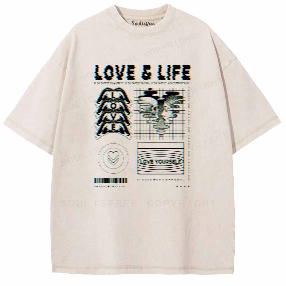 Soulisfree  LOVE & LIFE Washed Tee
