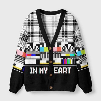 Soulisfree IN MY HEART Fuzzy Cardigan Sweater 
