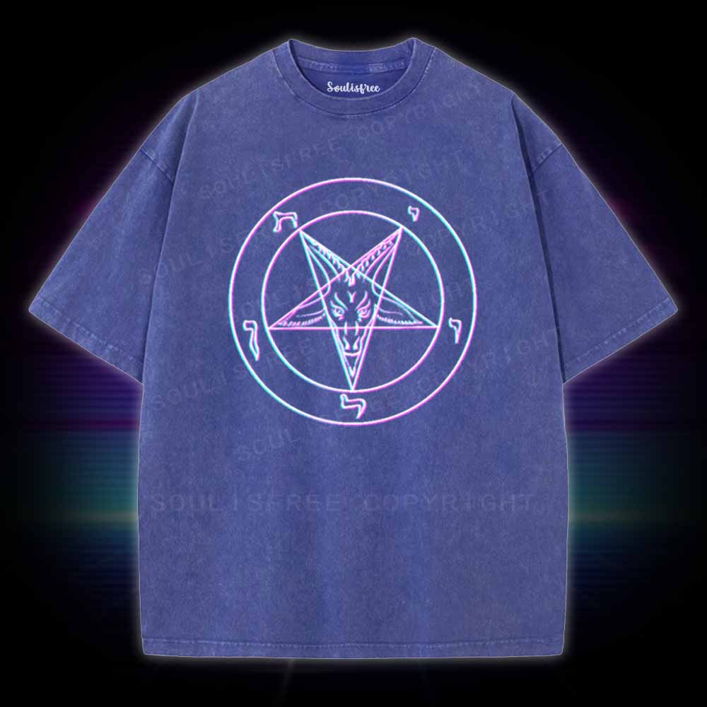 Soulisfree Vaporwave Pentagram Washed Tee