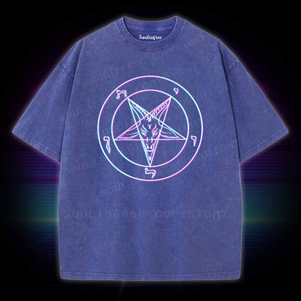 Soulisfree Vaporwave Pentagram Washed Tee