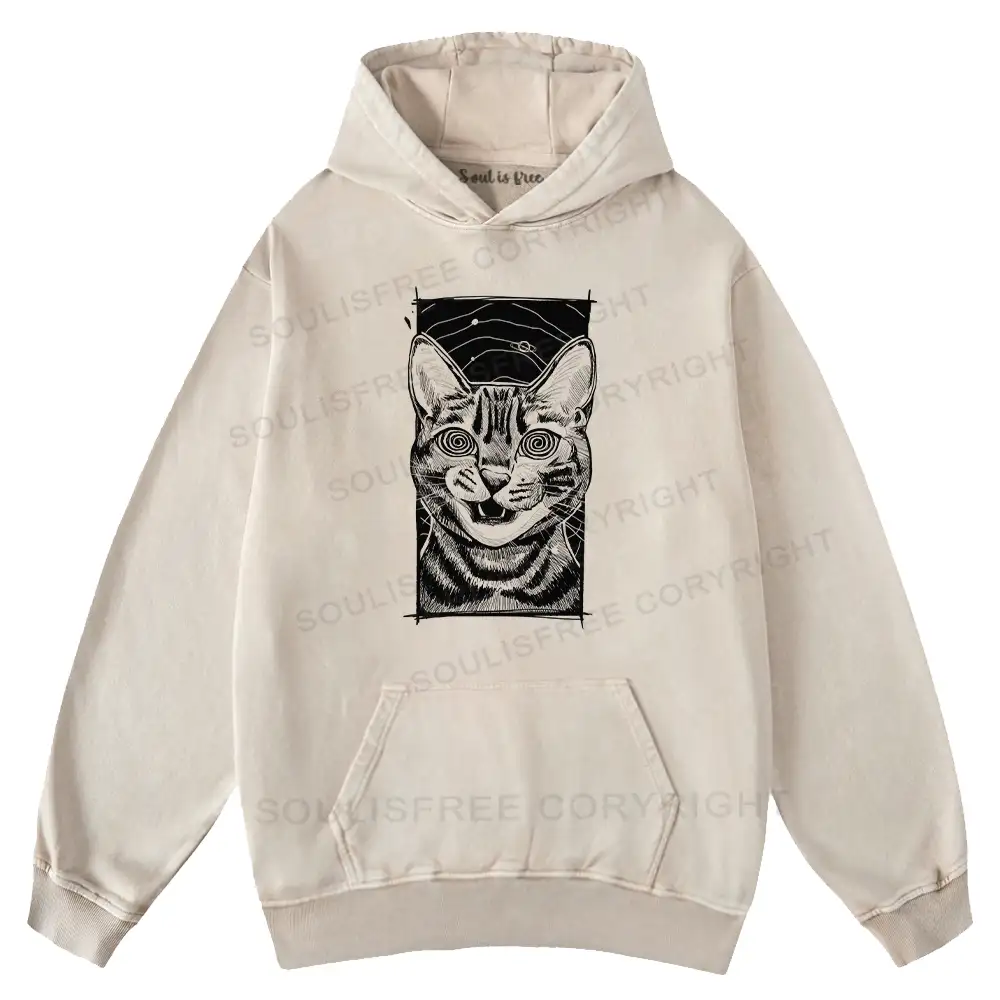Hypnotic Cat Washed Hoodie