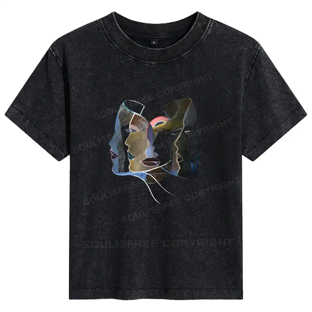 Layers of Masks Basic Washed T-shirt
