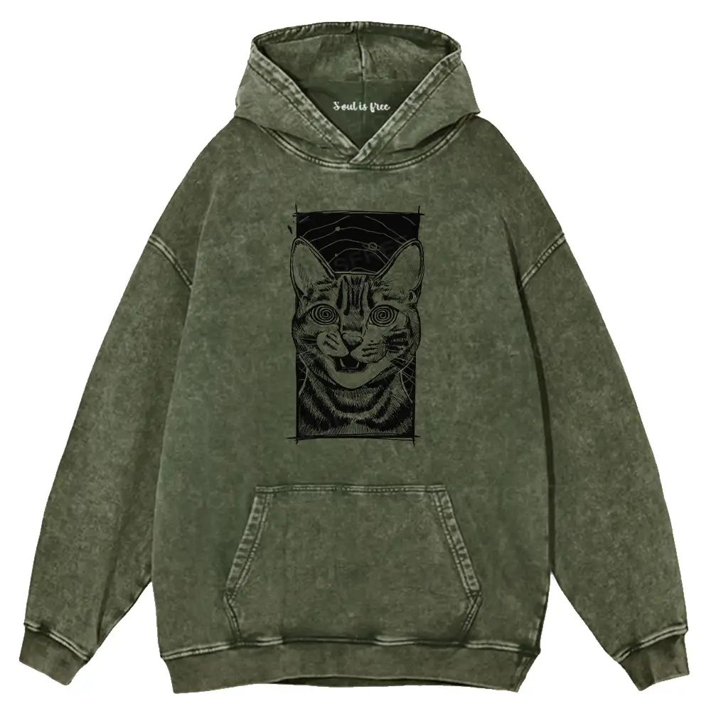 Hypnotic Cat Washed Hoodie