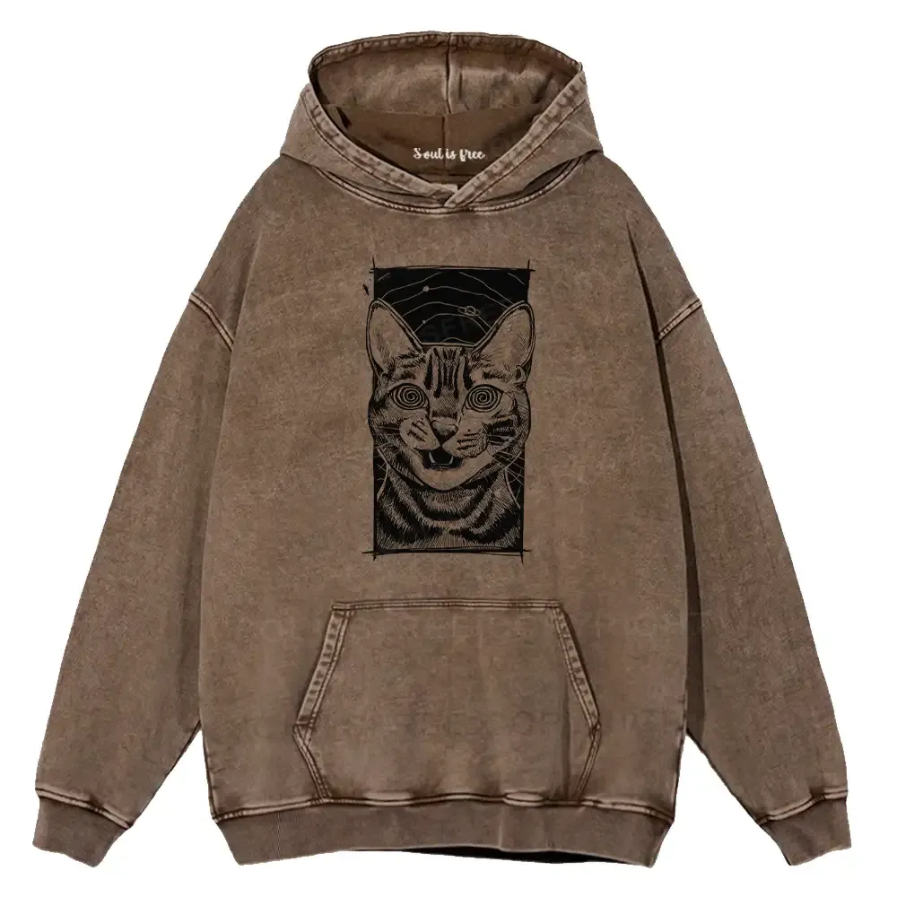 Hypnotic Cat Washed Hoodie