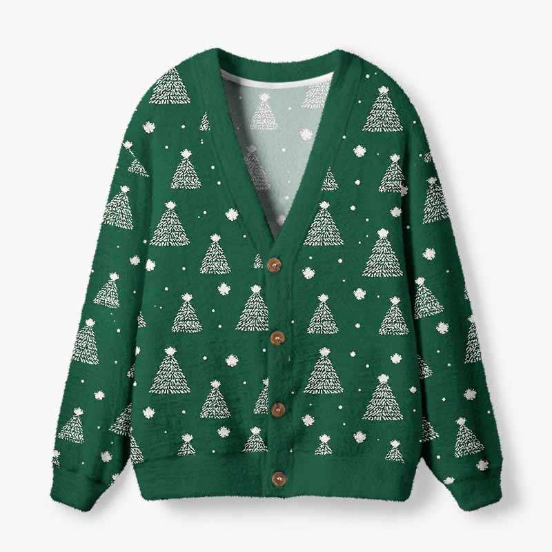 Soulisfree The Spirit Of Evergreen Christmas Fuzzy Cardigan Sweater