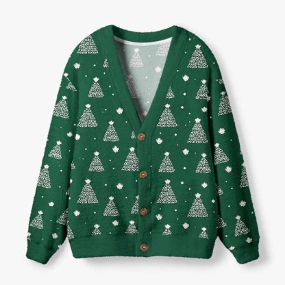 Soulisfree The Spirit Of Evergreen Christmas Fuzzy Cardigan Sweater