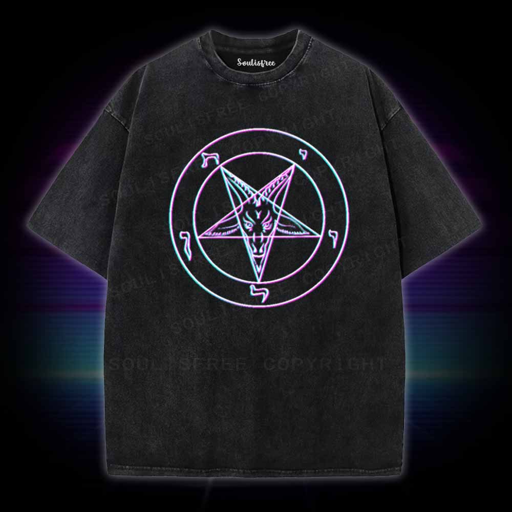 Soulisfree Vaporwave Pentagram Washed Tee