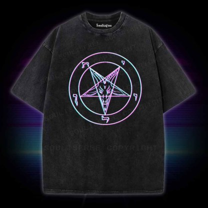 Soulisfree Vaporwave Pentagram Washed Tee