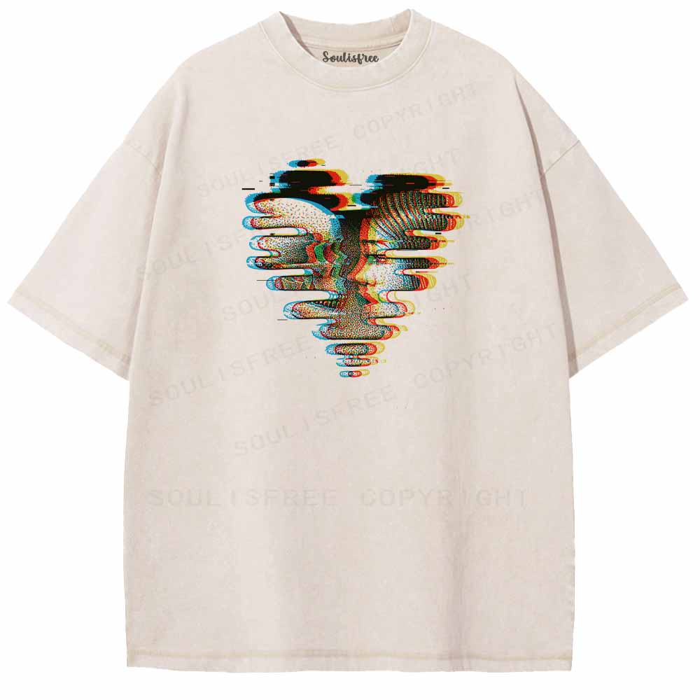 Soulisfree  Life And Death Duality Heart Washed Tee