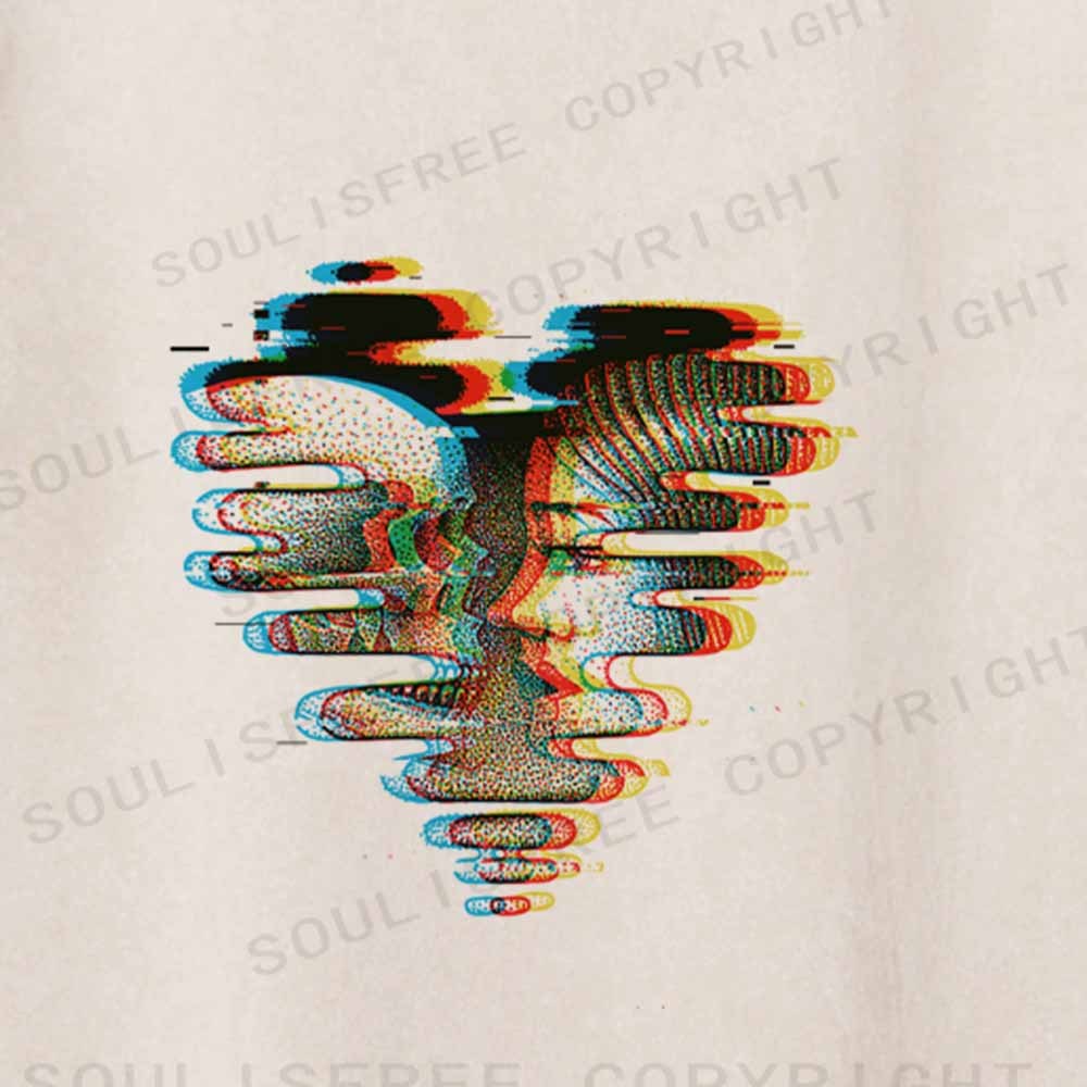 Soulisfree  Life And Death Duality Heart Washed Tee