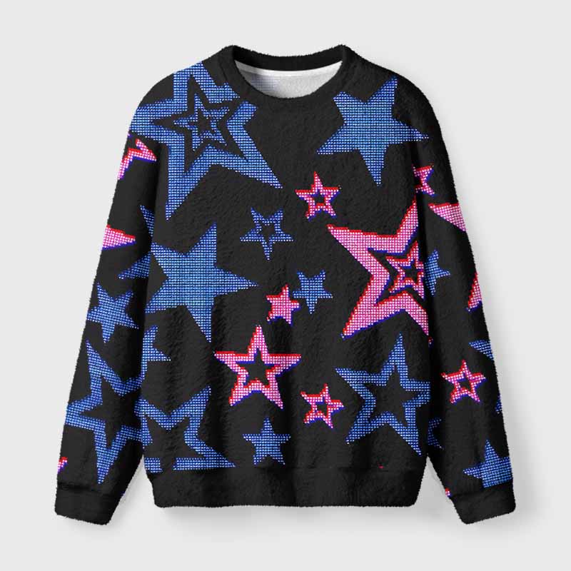 Soulisfree Glow-In-The-Dark Stars Fuzzy Crewneck Sweater