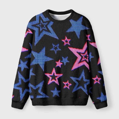 Soulisfree Glow-In-The-Dark Stars Fuzzy Crewneck Sweater