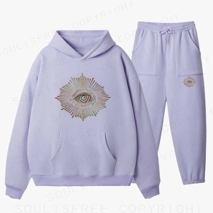 Soulisfree GLITCHED GAZE  Cotton Fleece Hoodie Set