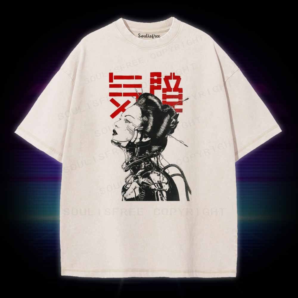 Soulisfree Vaporwave Japanese Cyberpunk Washed Tee