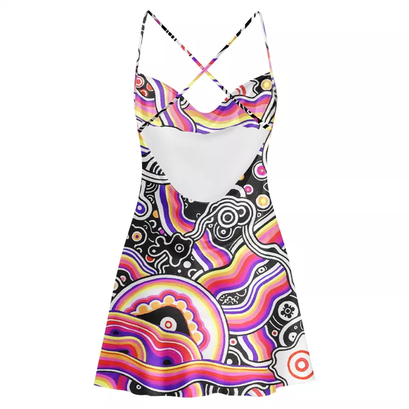 Soulisfree  Vortex Dream Drop Cowl Neck Satin Mini Dress