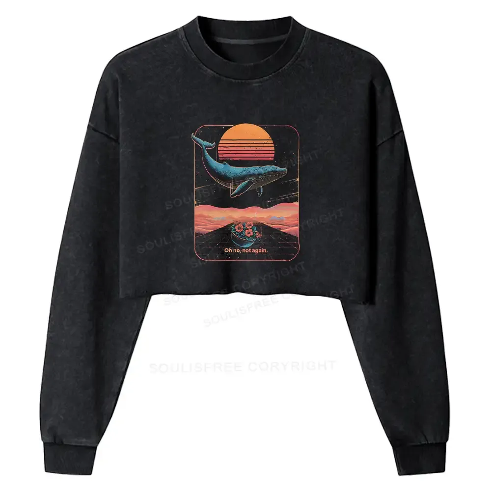Designed Galactic Lullaby Washed Cropped Sweatshirt