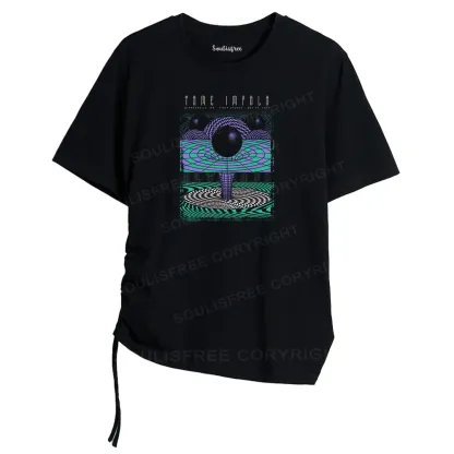 Deep In The Psychedelic World Asymmetrical Top With Side Drawstring