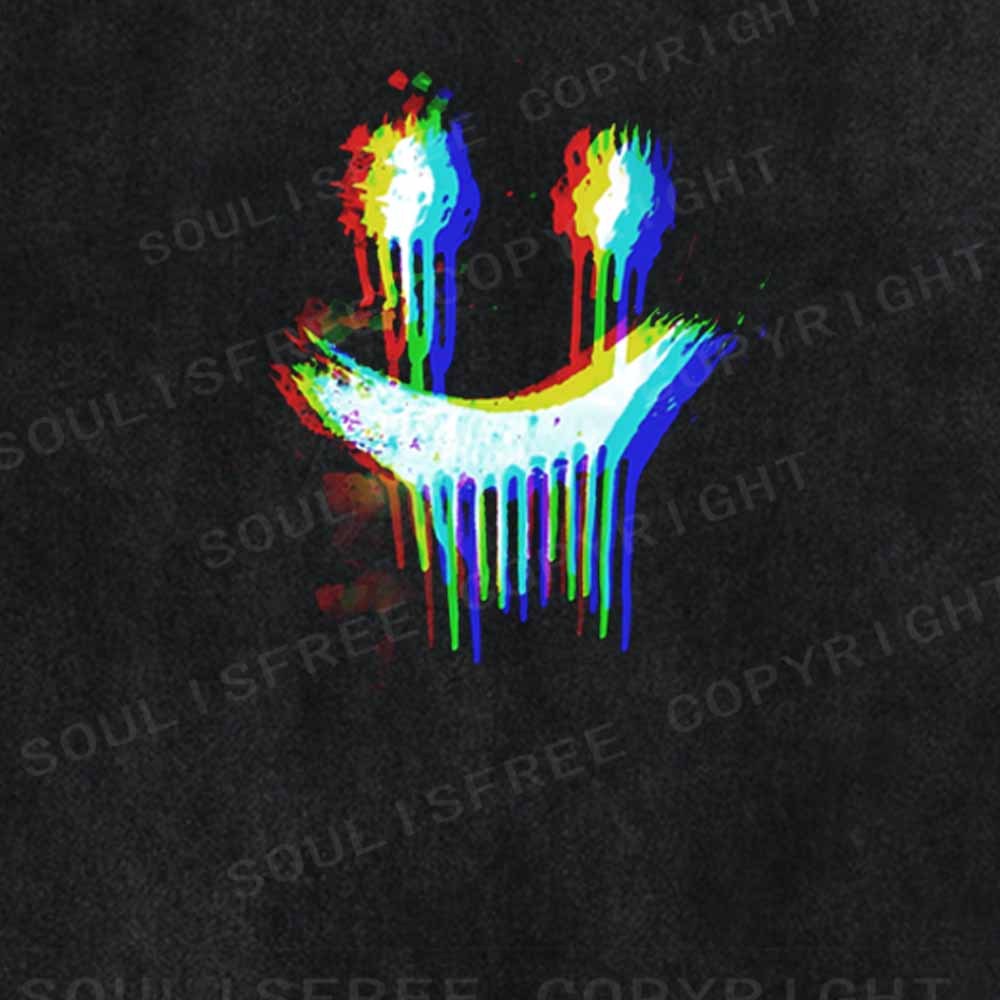 Soulisfree Smiley Face Glitch Washed Tee