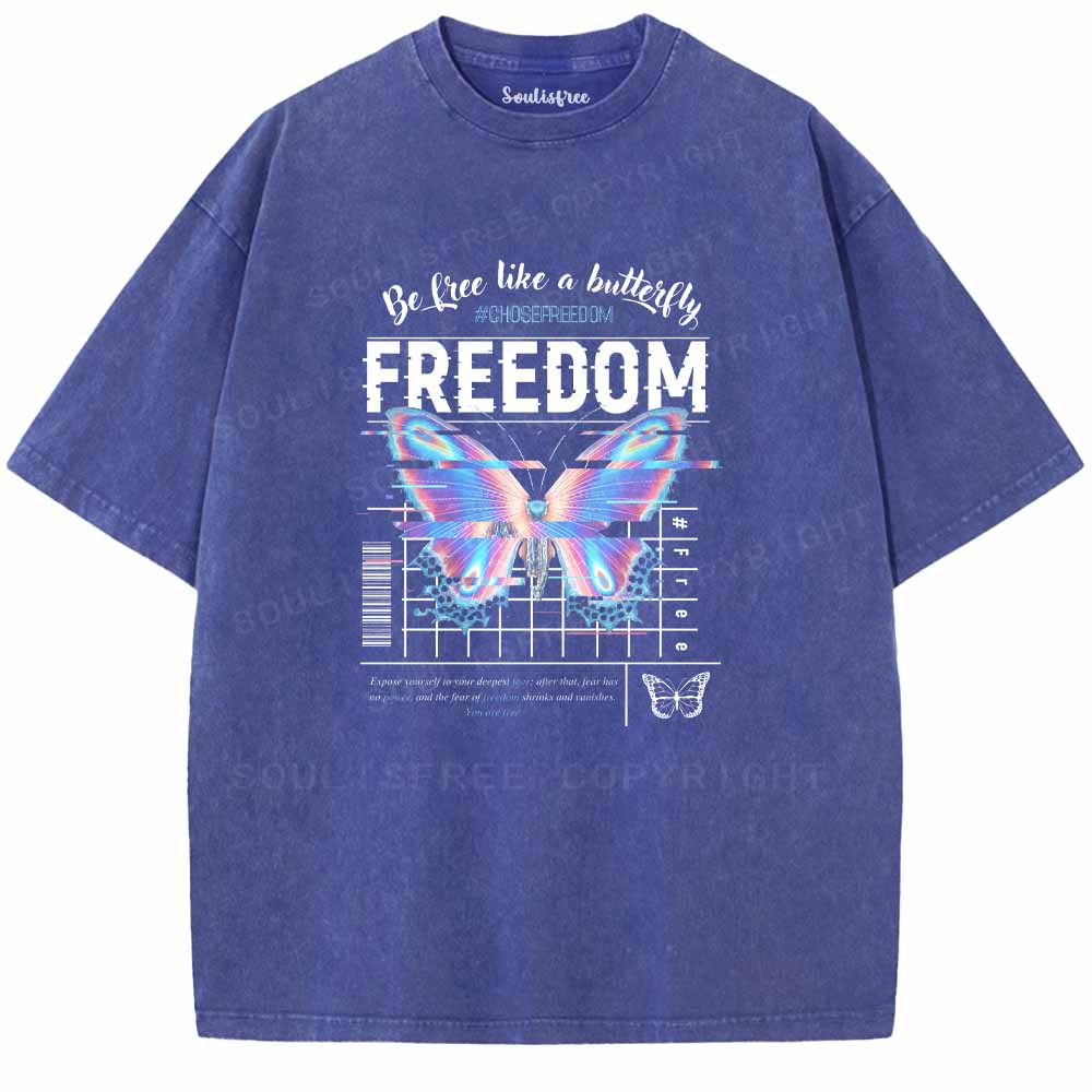 Soulisfree  Be Free Like A Butteifly Washed Tee
