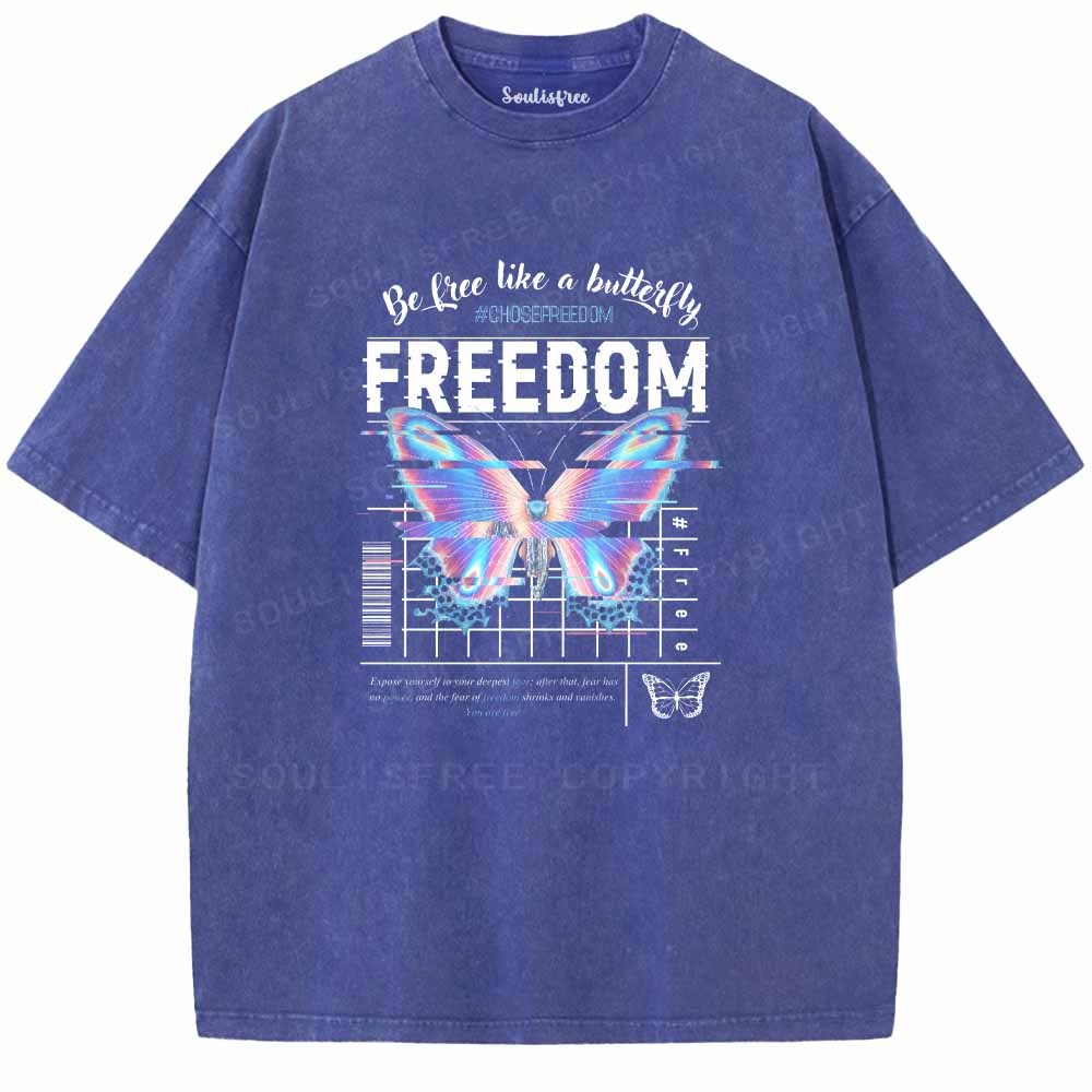 Soulisfree  Be Free Like A Butteifly Washed Tee