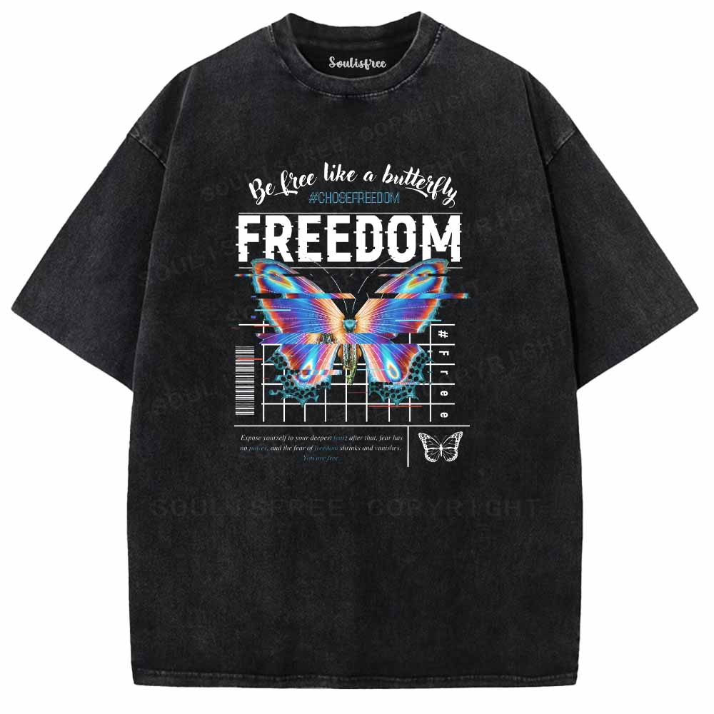 Soulisfree  Be Free Like A Butteifly Washed Tee