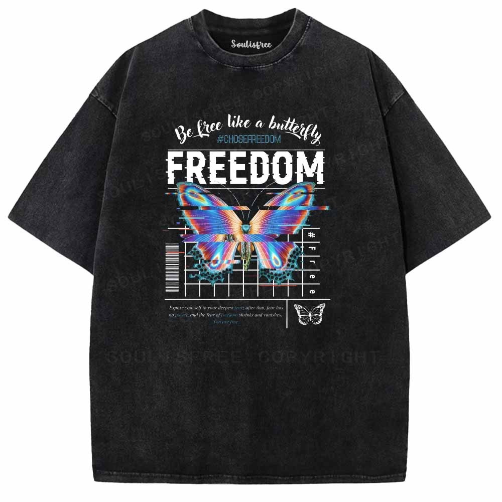 Soulisfree  Be Free Like A Butteifly Washed Tee