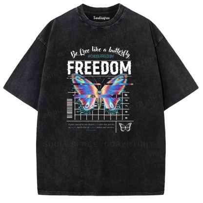 Soulisfree  Be Free Like A Butteifly Washed Tee