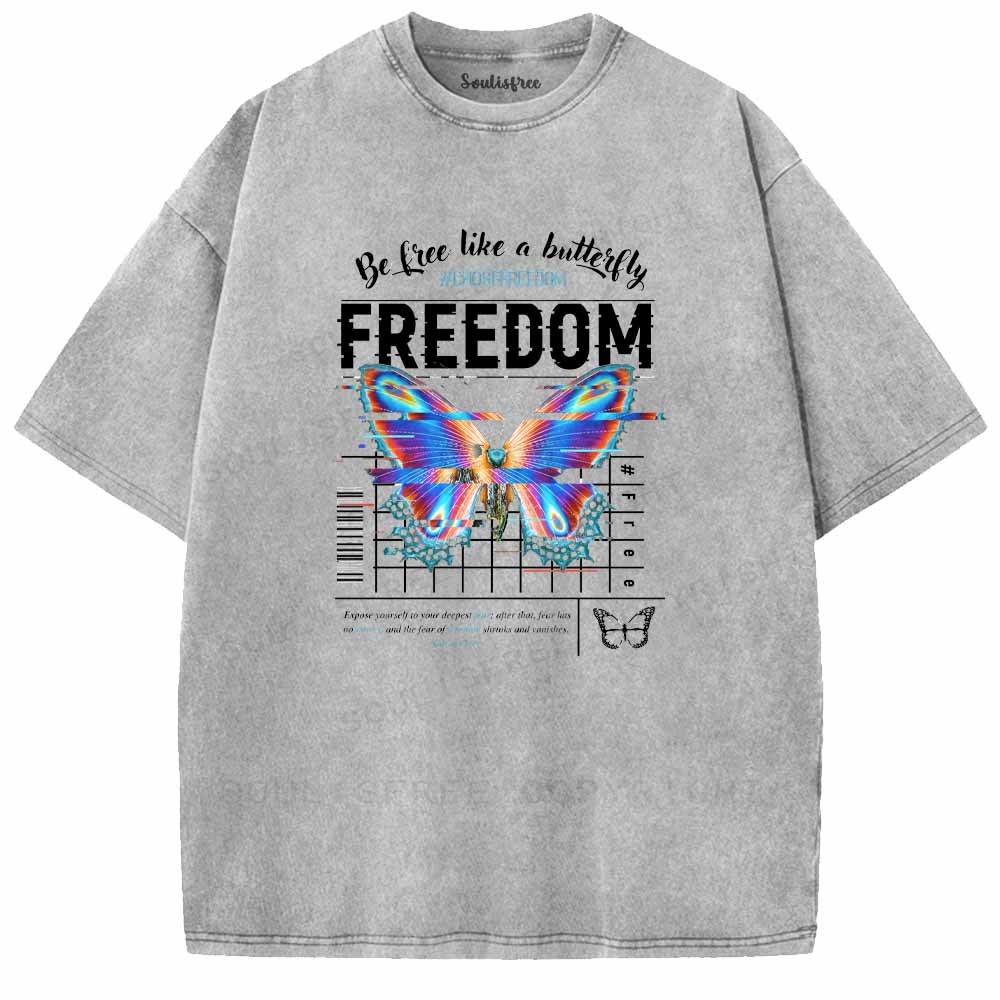 Soulisfree  Be Free Like A Butteifly Washed Tee
