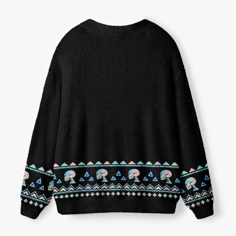 Soulisfree Where Life Meets Death Fuzzy Cardigan Sweater