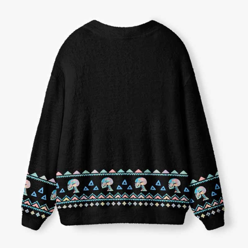 Soulisfree Where Life Meets Death Fuzzy Cardigan Sweater