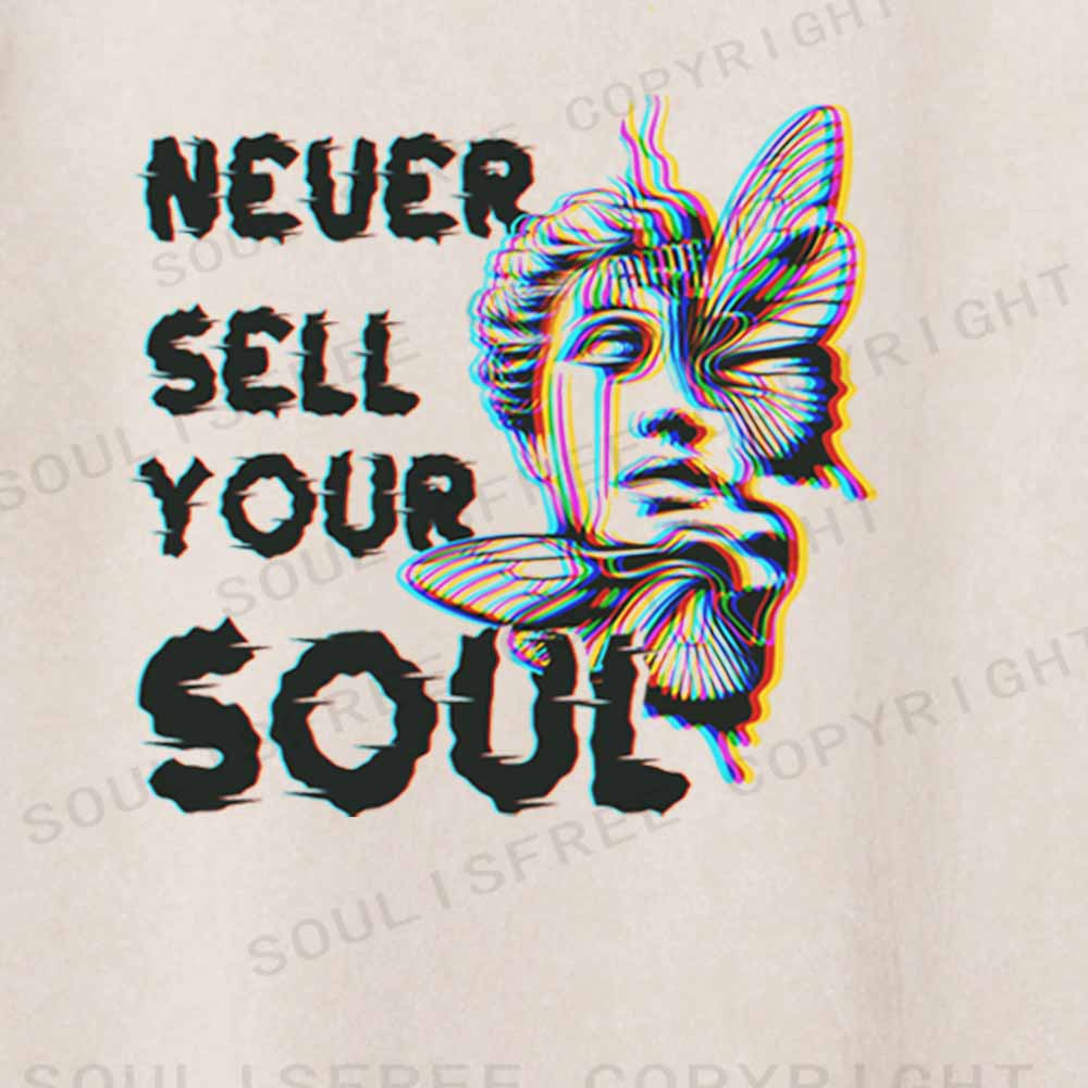 Soulisfree  NEVER SELL YOUR SOUL Washed Tee