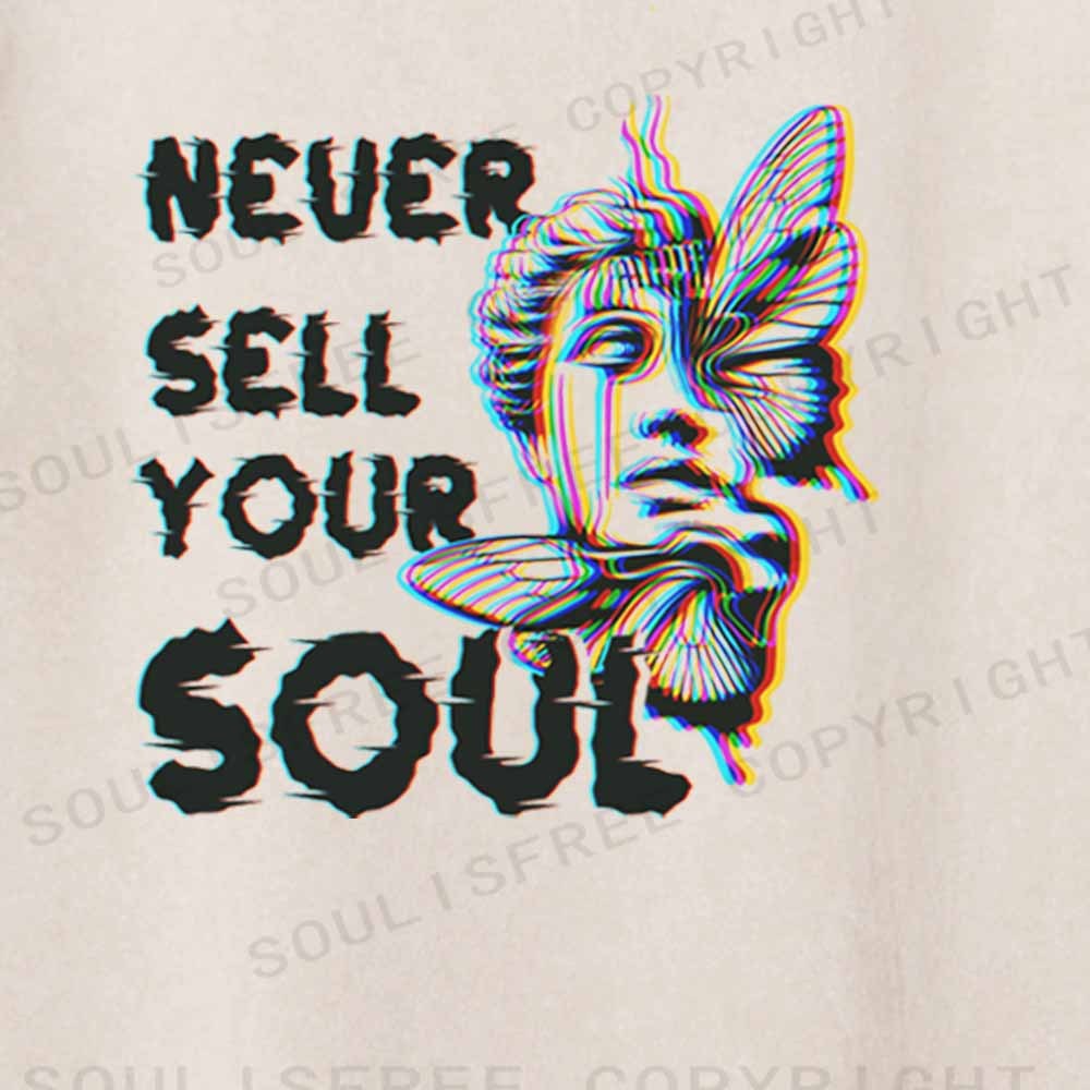 Soulisfree  NEVER SELL YOUR SOUL Washed Tee