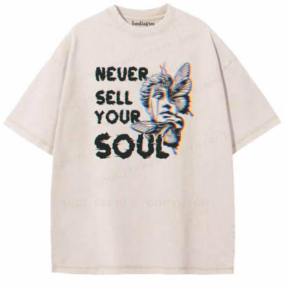 Soulisfree  NEVER SELL YOUR SOUL Washed Tee