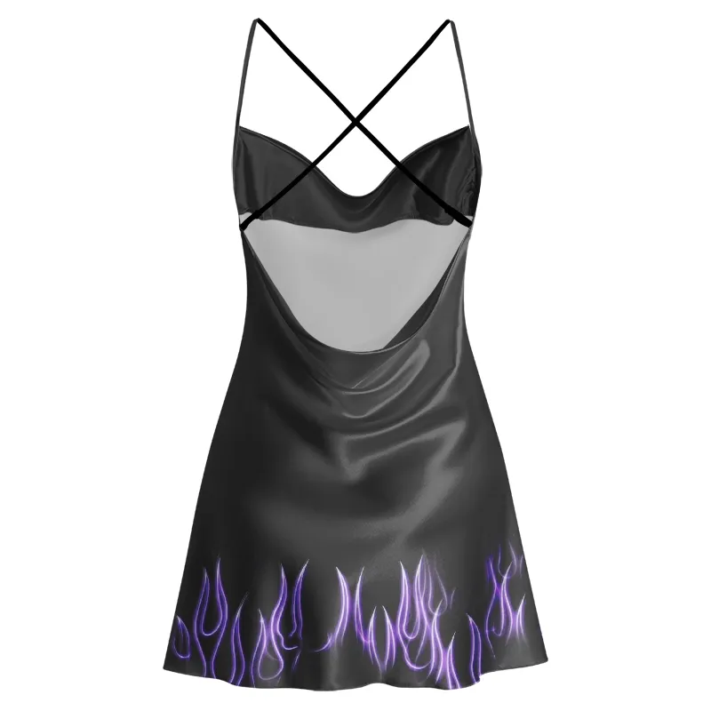 Soulisfree Vision of Super Cowl Neck Satin Mini Dress