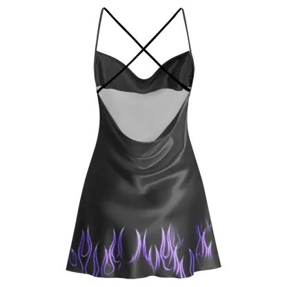 Soulisfree Vision of Super Cowl Neck Satin Mini Dress