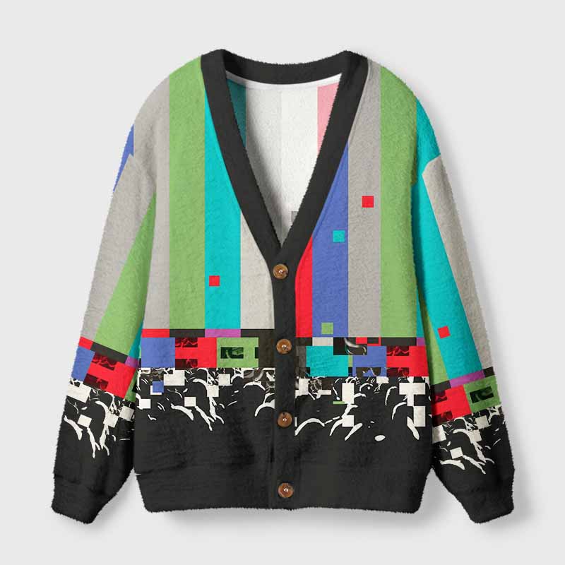 Soulisfree DIGITAL DREAM STATE Fuzzy Cardigan Sweater 