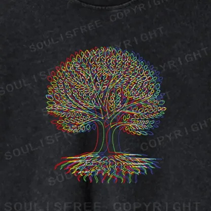 Psychedelic Tree Of Life Washed Cropped Sweatshirt