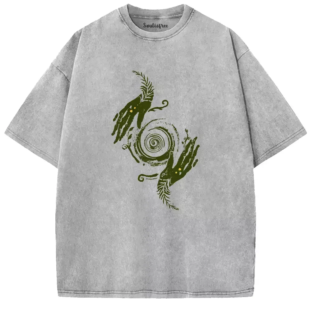 Verdant Palm Spiral Sigil Washed T-shirt