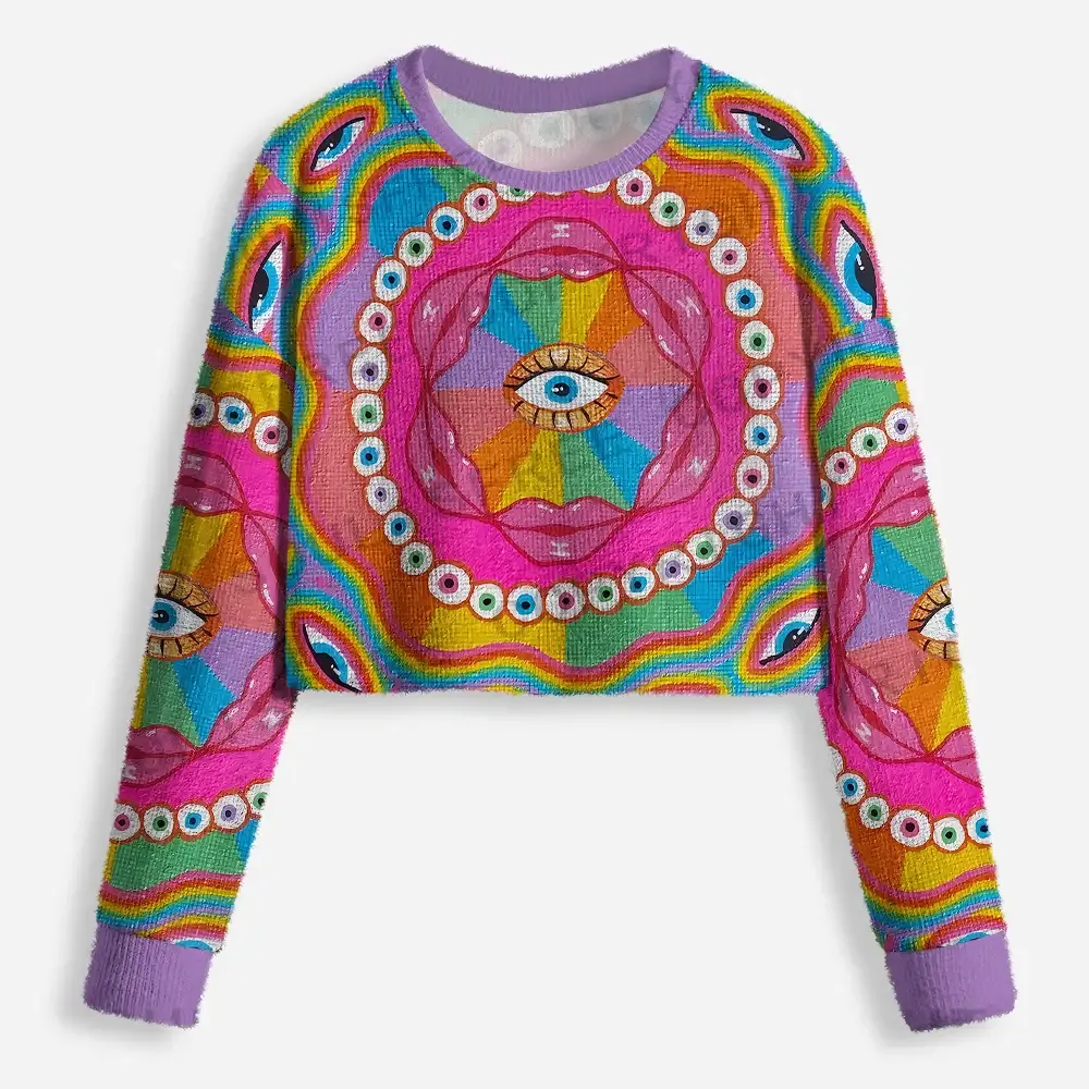 Chromatic Dreamwave Eye Cropped Ugly Christmas Sweater