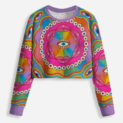 Chromatic Dreamwave Eye Cropped Ugly Christmas Sweater