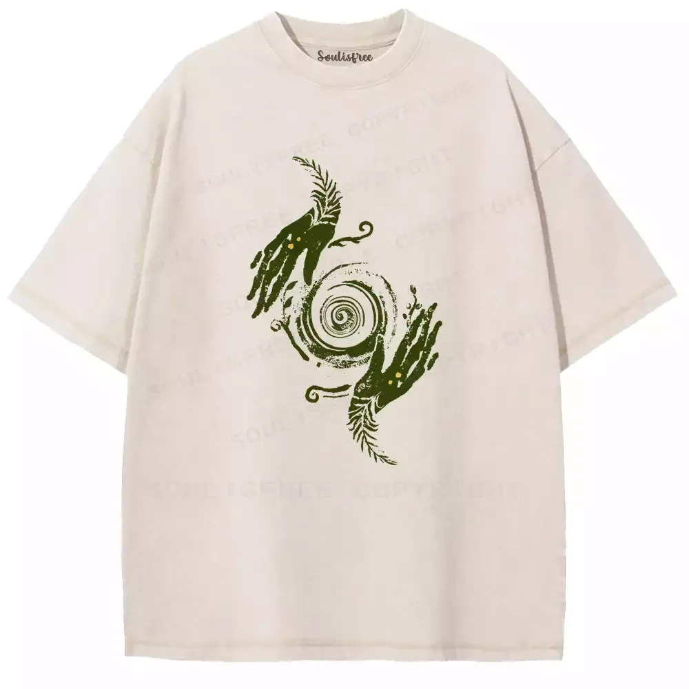 Verdant Palm Spiral Sigil Washed T-shirt