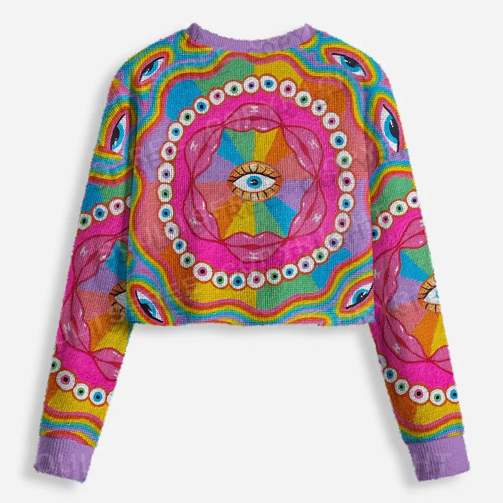 Chromatic Dreamwave Eye Cropped Ugly Christmas Sweater