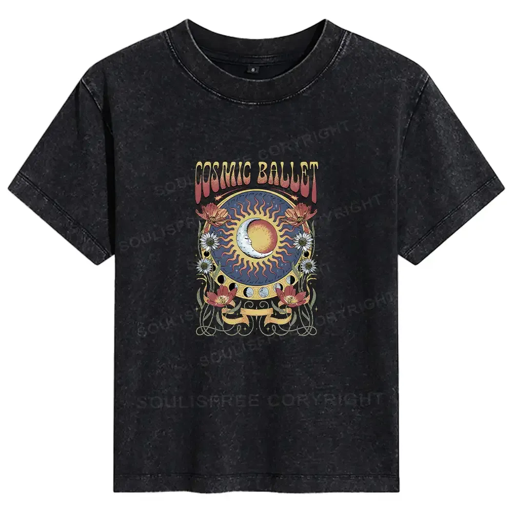 Designed Psychedelic Ballet Basic Washed T-shirt