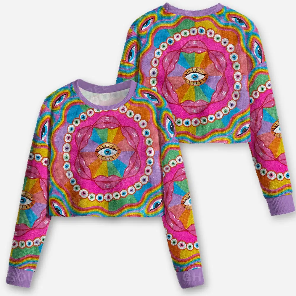 Chromatic Dreamwave Eye Cropped Ugly Christmas Sweater
