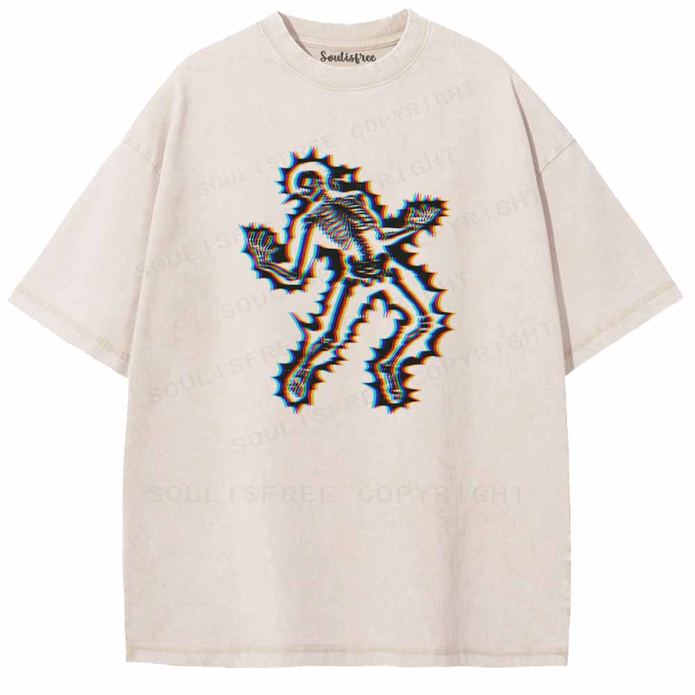 Soulisfree  Glitch Dancing Skeleton Washed Tee