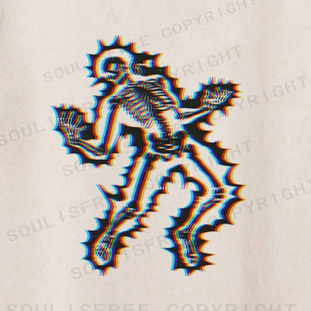 Soulisfree  Glitch Dancing Skeleton Washed Tee