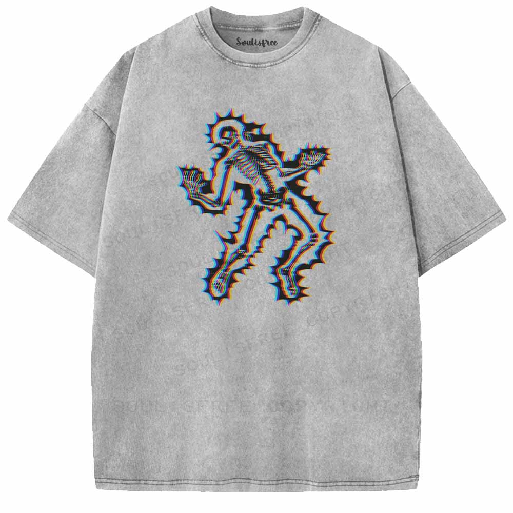 Soulisfree  Glitch Dancing Skeleton Washed Tee