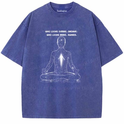 Soulisfree  WHO LOOKS OUTSIDE, DREAMS Washed Tee